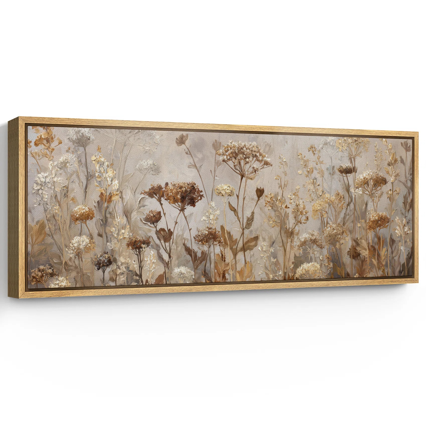 Neutral Toned Dried Wildflowers Field - Pictures Extra Large Framed Canvas Print Wall Art | Wayfair North America