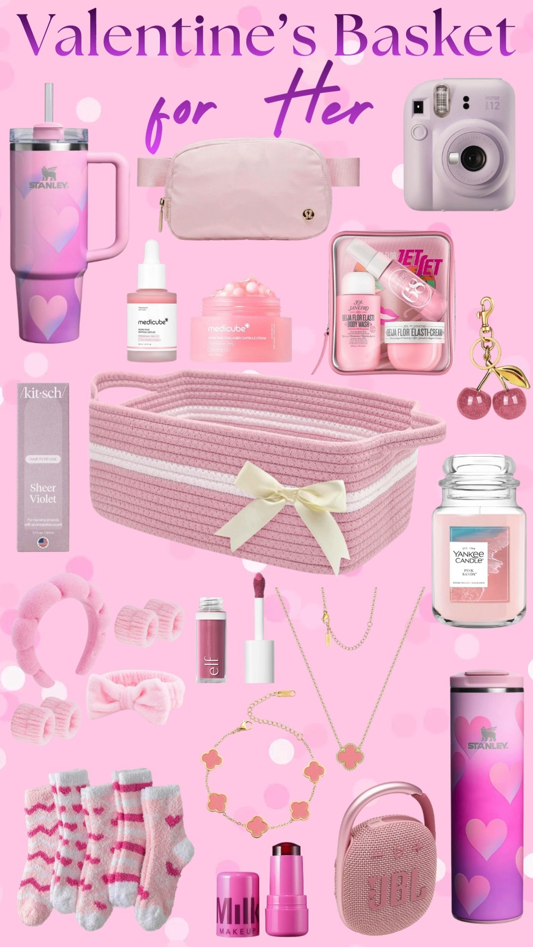 Valentine’s basket ideas for her 💕 aka the cozy, pink finds the girlies actually love. 

Perfect for anyone who’s into soft lounge vibes, everyday beauty favorites, and little self-care treats that make daily routines feel cuter. This pink gift basket edit includes skincare, cozy socks, candles, drinkware, beauty must-haves, and accessories you’ll reach for all year long. 

Great for Valentine’s, Galentine’s, birthdays, or building yourself a cozy pink self-care basket just because. 

 #LTKFindsUnder50 

#LTKSeasonal #LTKBeauty
