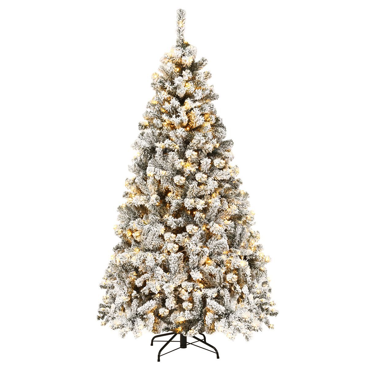 Costway 6ft/7.5ft/9ft Pre-Lit Premium Snow Flocked Hinged Artificial Christmas Tree with 250 Ligh... | Target