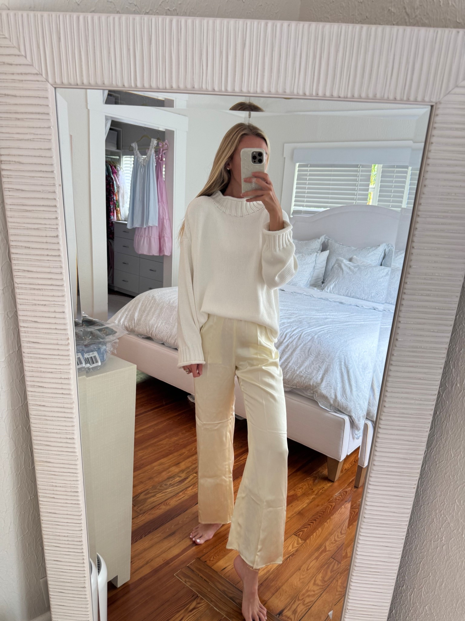 Fall sweaters / silk pants / fall outfits / fall everyday outfit / fall going out outfit / dinner outfits / white sweater / J.Crew Rollneck Sweater

#LTKStyleTip #LTKSeasonal