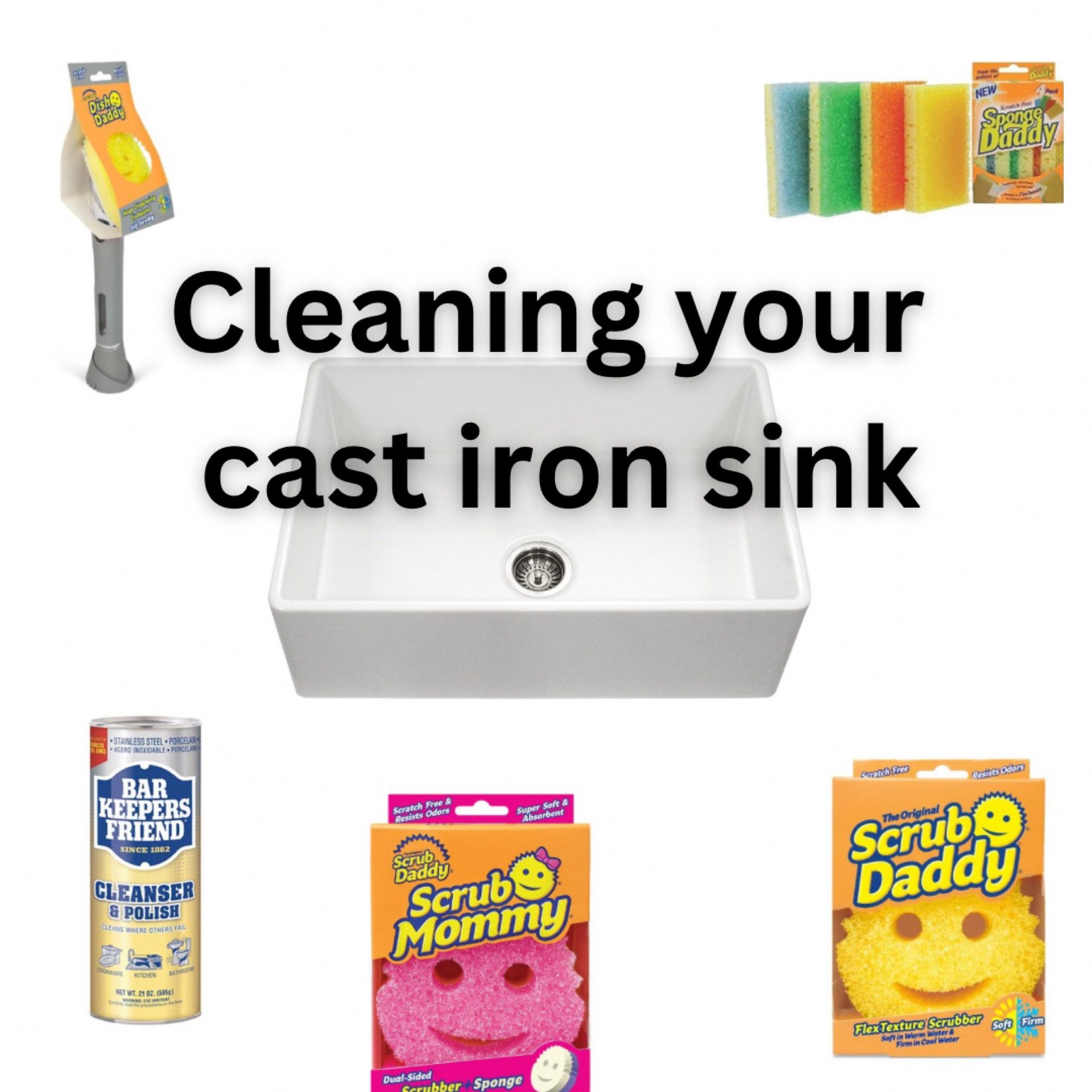 If you have a cast-iron sink like we do and it’s hard to keep clean, these are our favorite products, we use the sponges for dishes as well. If you’re looking for a new sink we would suggest one of these!

#LTKhome