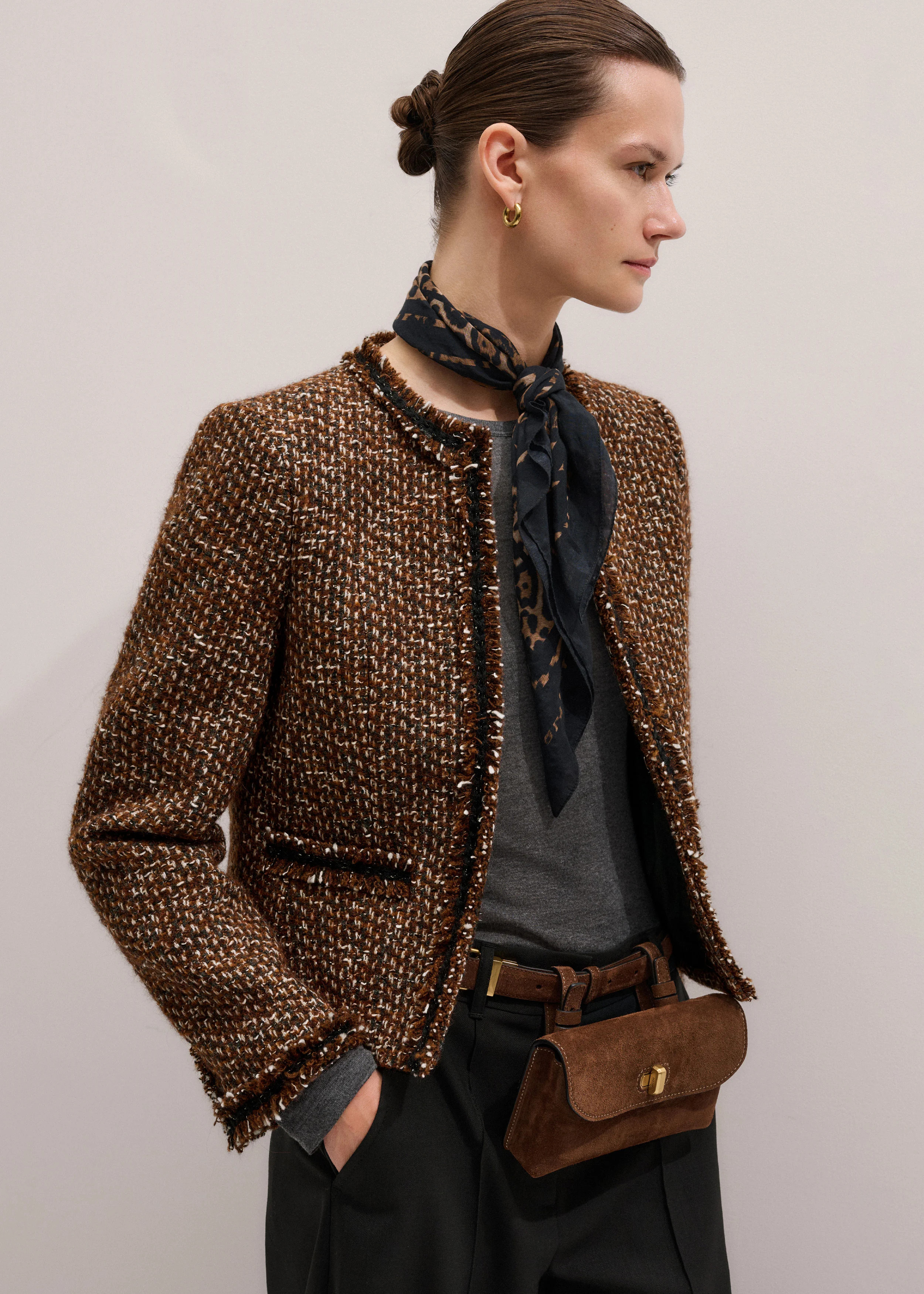 Fringed Slim Jacket Italian Tweed | ME+EM US