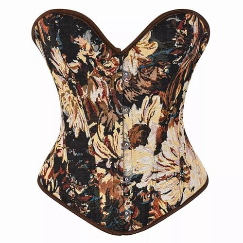 HEBEBRIDAL Vintage Renaissance Bustier Tops for Women Victorian Floral Overbust Corset Lace Up Bodyshaper Brown Floral Small | Amazon (US)