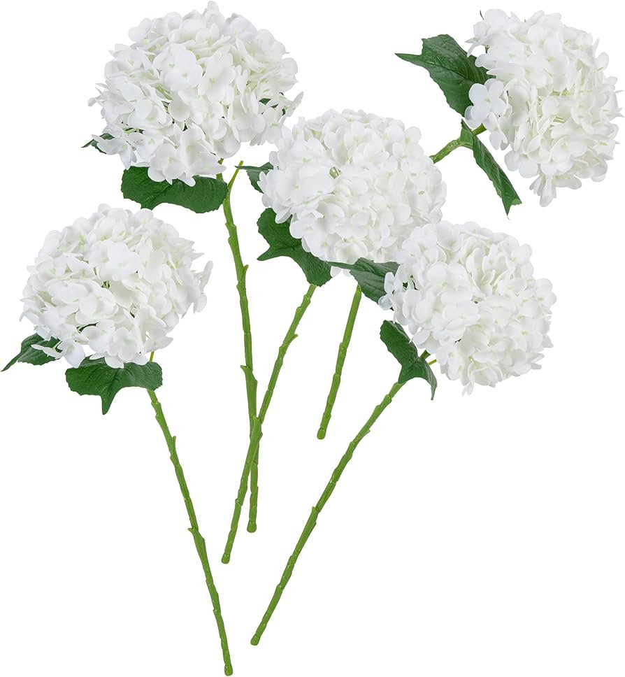 Coferset 5pcs Artificial Hydrangea Flowers Real Touch 20 inch Lifelike Hydrangea Flower for Home ... | Amazon (US)