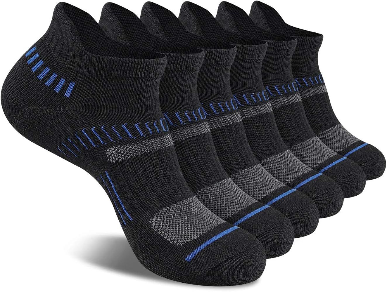 Cooplus Mens Ankle Socks Athletic Cushioned Breathable Low Cut Tab With Arch Support-6Pairs | Amazon (US)