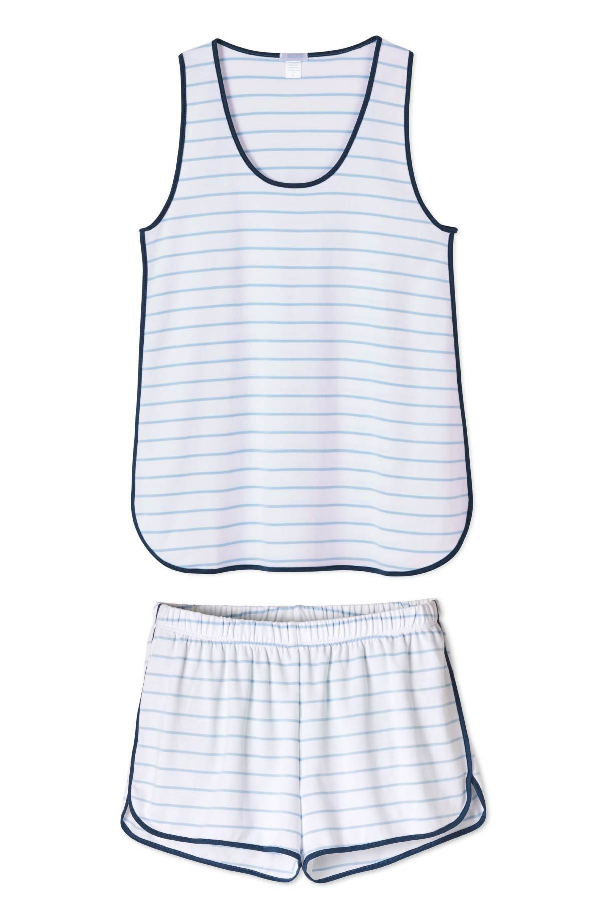 Pima Tank-Short Set in Marine | LAKE Pajamas