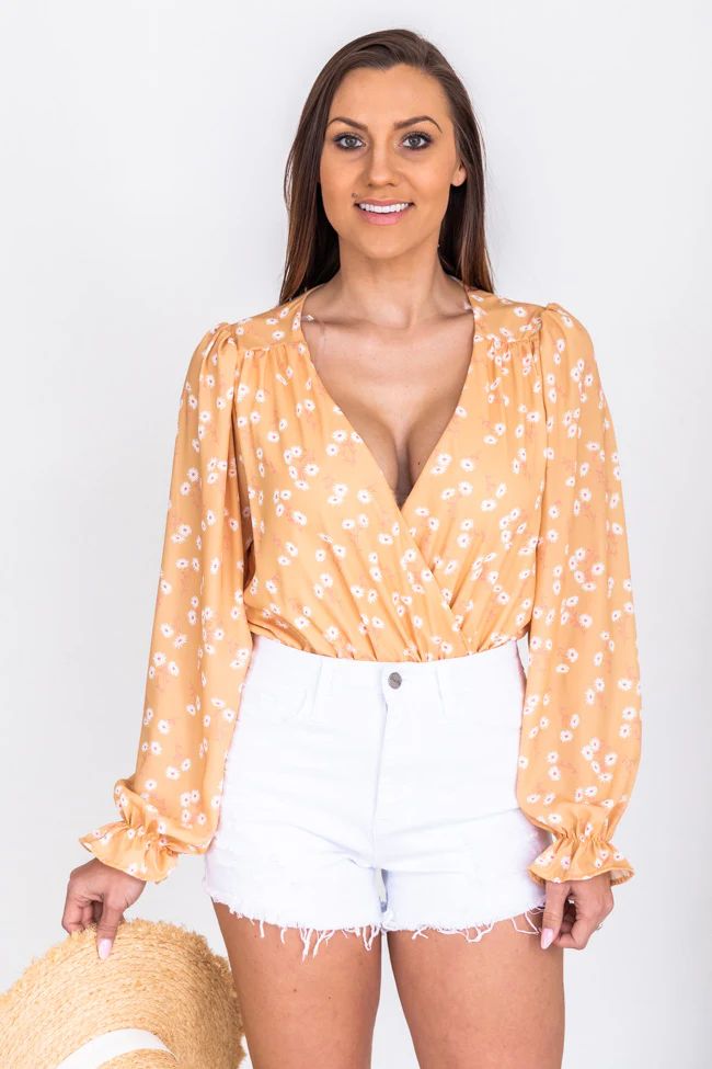 Grand Salutations Peach Daisy Bodysuit | The Pink Lily Boutique