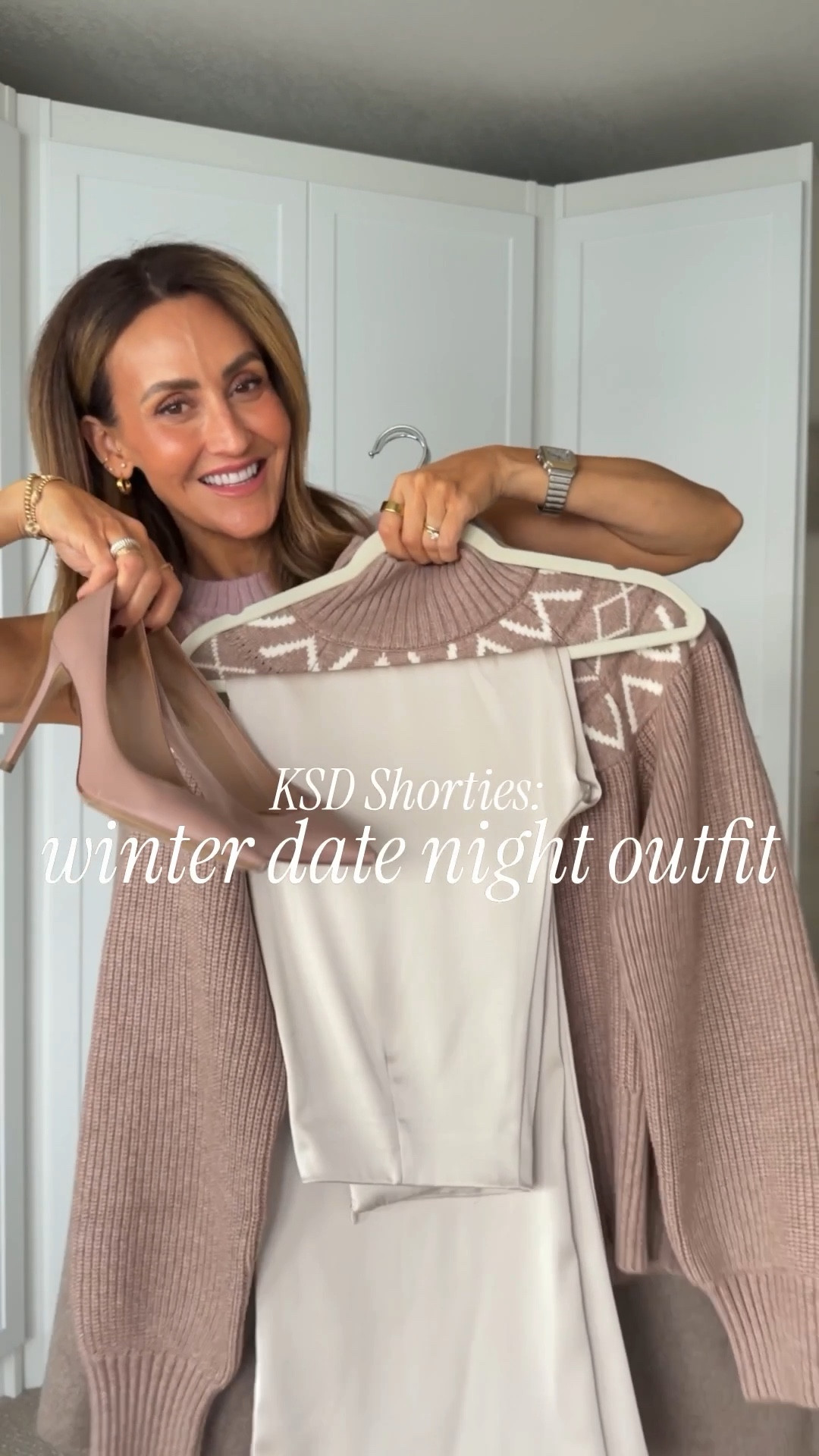 Winter date night outfit ✨🥂❄️ sweater and satin pants: this winter’s best outfit formula! 

Comment WINTER and I’ll send you a DM with all of the links to shop ✨ you can always check my stories for direct links, highlights or shop via link in my bio!

Satin pants, fair isle sweater, nude pumps, oversized wool coat, nude tote bag, Pom Pom beanie 

#LTKgrwm #LTKHoliday #LTKootd