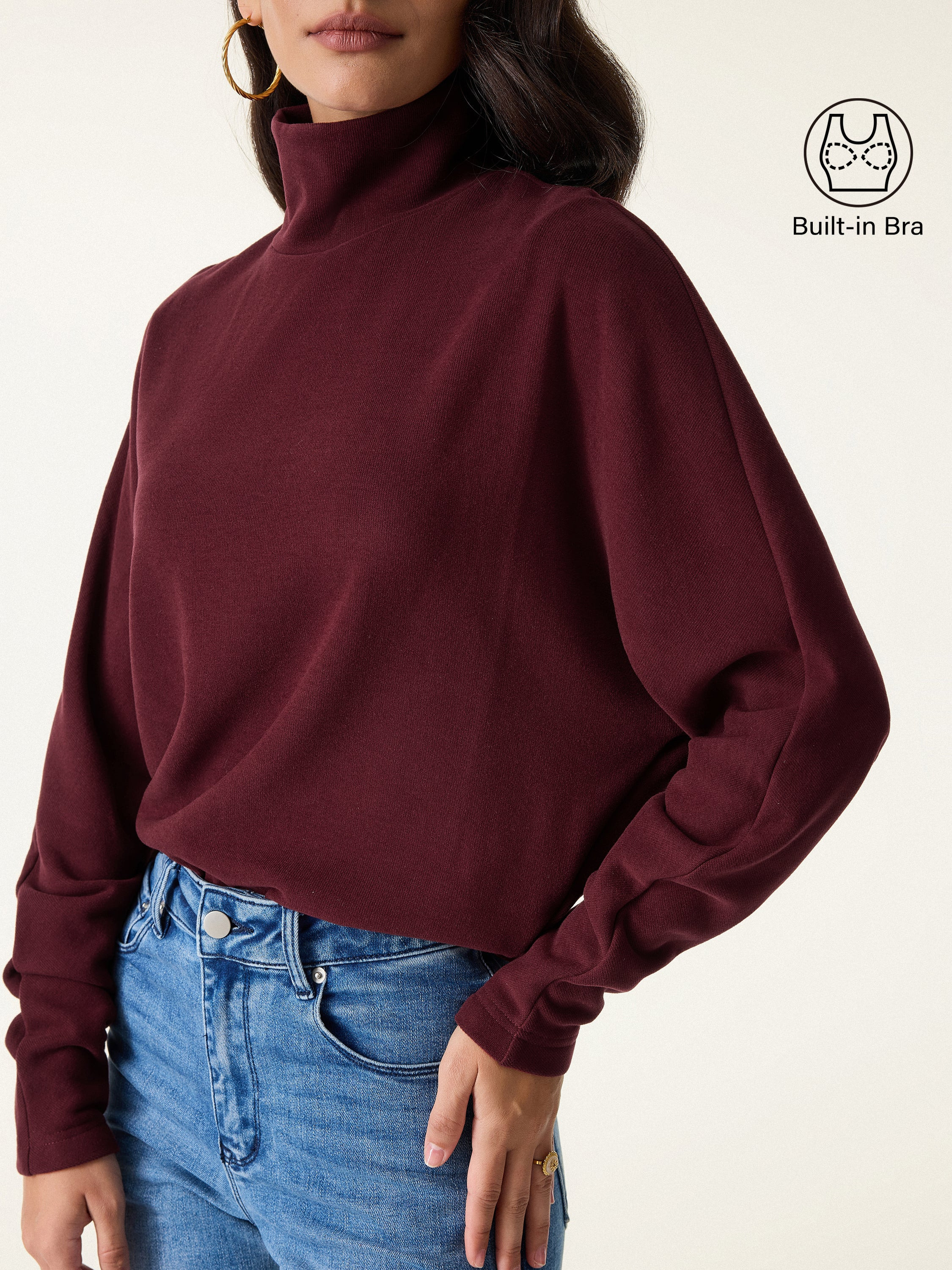 Cozy Warm Mockneck Batwing Sleeve Brami | OGLmove