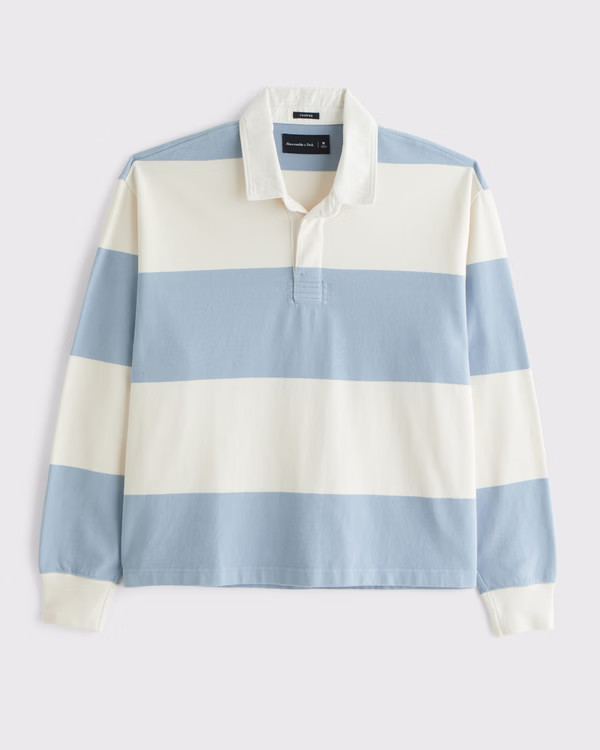 Men's Long-Sleeve Cropped Rugby Polo | Men's Tops | Abercrombie.com | Abercrombie & Fitch (US)
