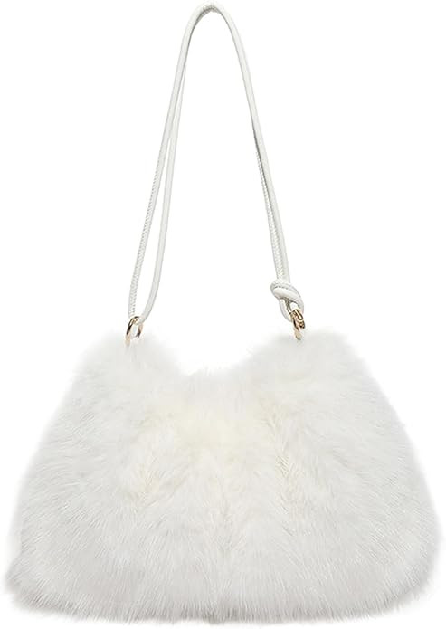 Fluffy Tote Bag Winter Faux Fur Purses for Women Fuzzy Shoulder Handbag Furry Handbag Plush Bags | Amazon (US)