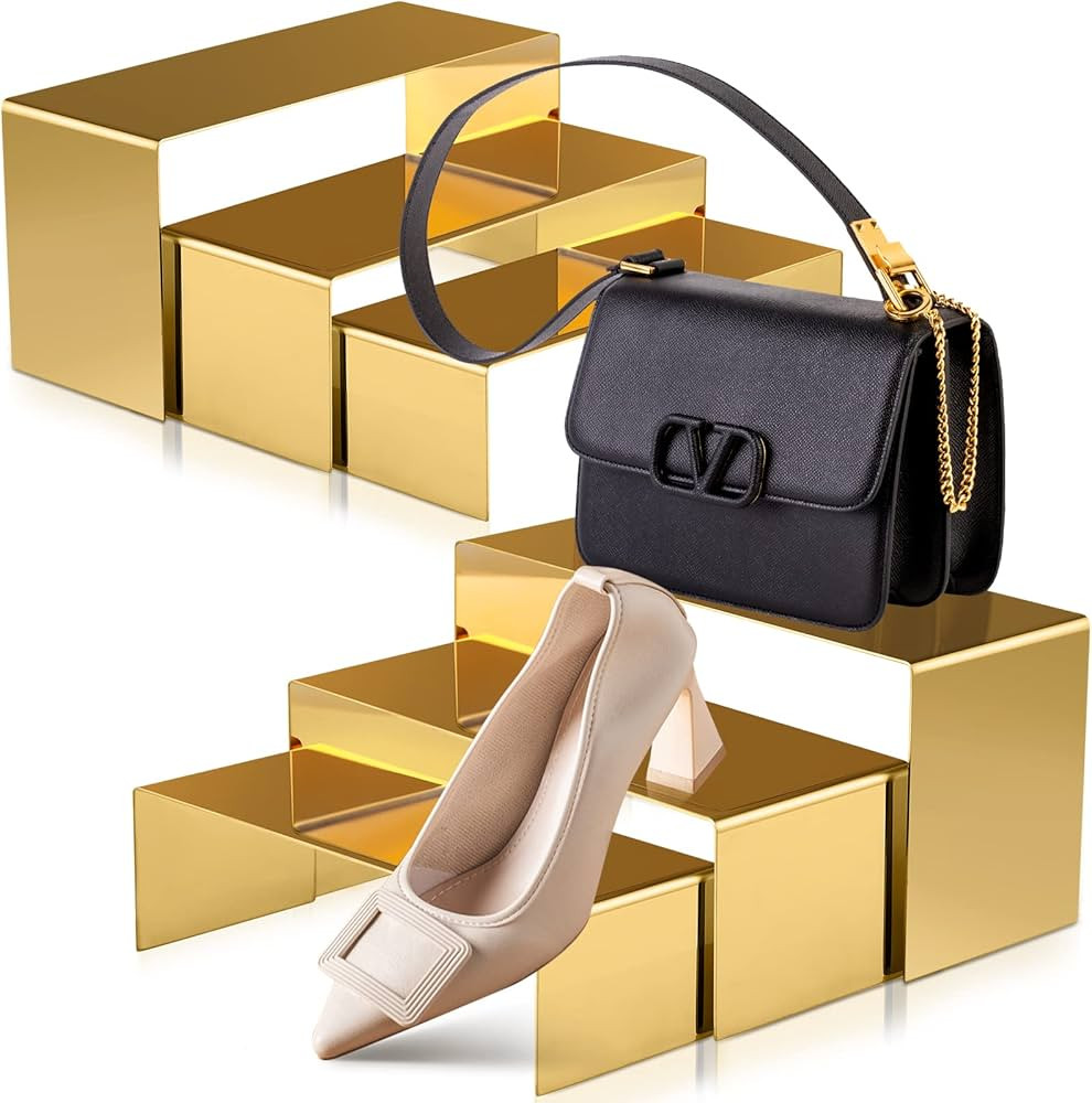 Ferraycle 6 Pcs Purse Display Stand Shoe Stand Handbag Display Risers Stainless Steel Perfume Sta... | Amazon (US)