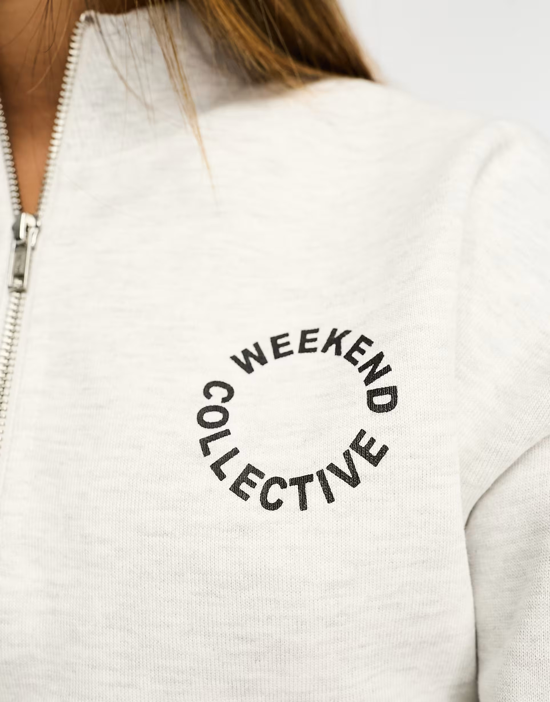 ASOS Weekend Collective half zip sweat with circle logo in ice marl | ASOS | ASOS (Global)