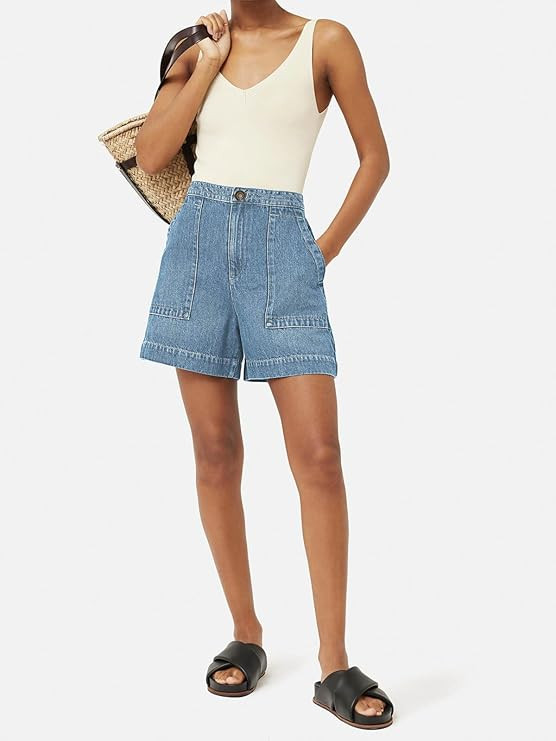 PLNOTME Womens Casual High Waisted Denim Shorts Wide Leg Summer Jean Shorts with Pockets | Amazon (US)