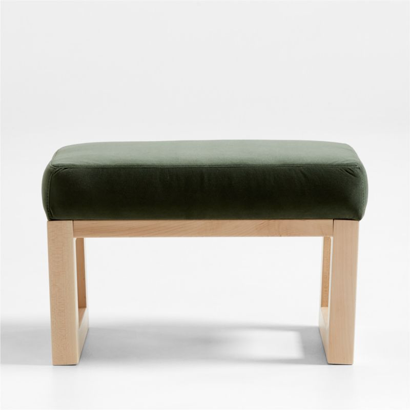 Joya Moss Velvet Ottoman with Maple Base | Crate & Kids | Crate & Barrel