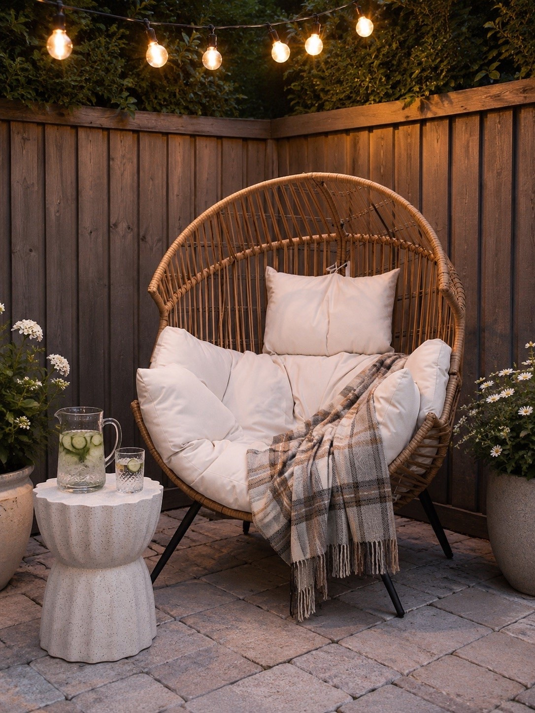 Backyard Oasis

This cozy backyard nook is exactly where I’d spend every summer evening. The oversized wicker chair, warm string lights, soft neutral tones, and cucumber water setup make this little corner feel like the ultimate outdoor escape.

Follow @farmtotablecreations on Instagram for more cozy home finds and trending decor.

Everything linked on my LTK.

#LTKHome #OutdoorLiving #BackyardInspo #PatioDecor #CozyOutdoorSpaces #SummerNights #NeutralDecor #BackyardStyle #OutdoorFurniture #PatioSeason #HomeDecorFinds #ModernFarmhouseStyle #CozyCorner #LTKStyle #OutdoorOasis

#LTKSaleAlert #LTKHome #LTKSeasonal