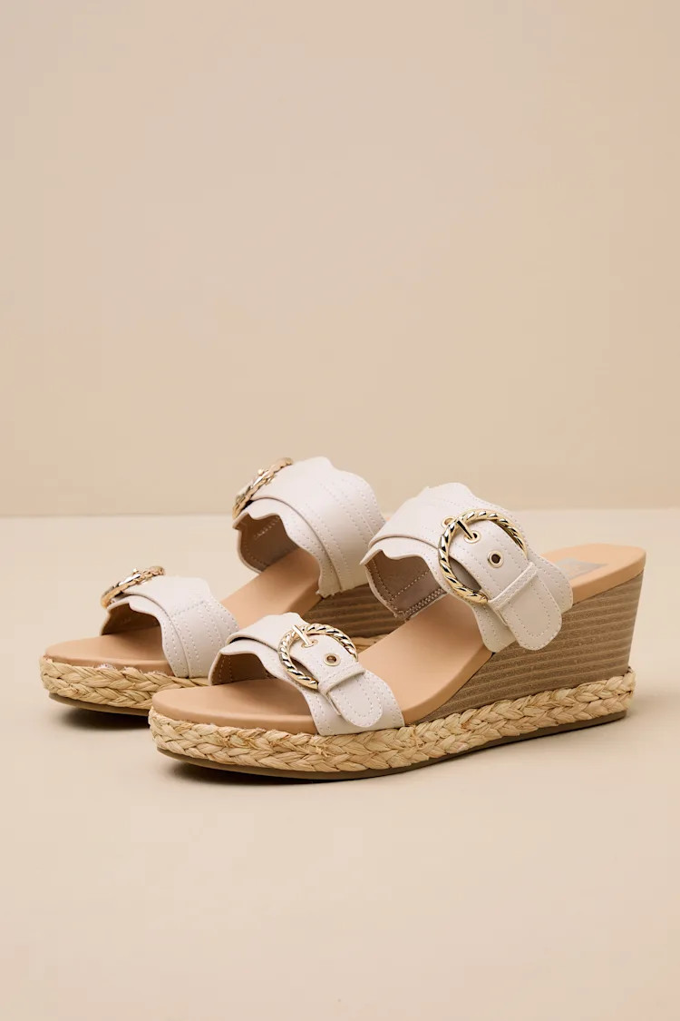 Elio Ivory Espadrille Buckle Wedge Sandals | Lulus