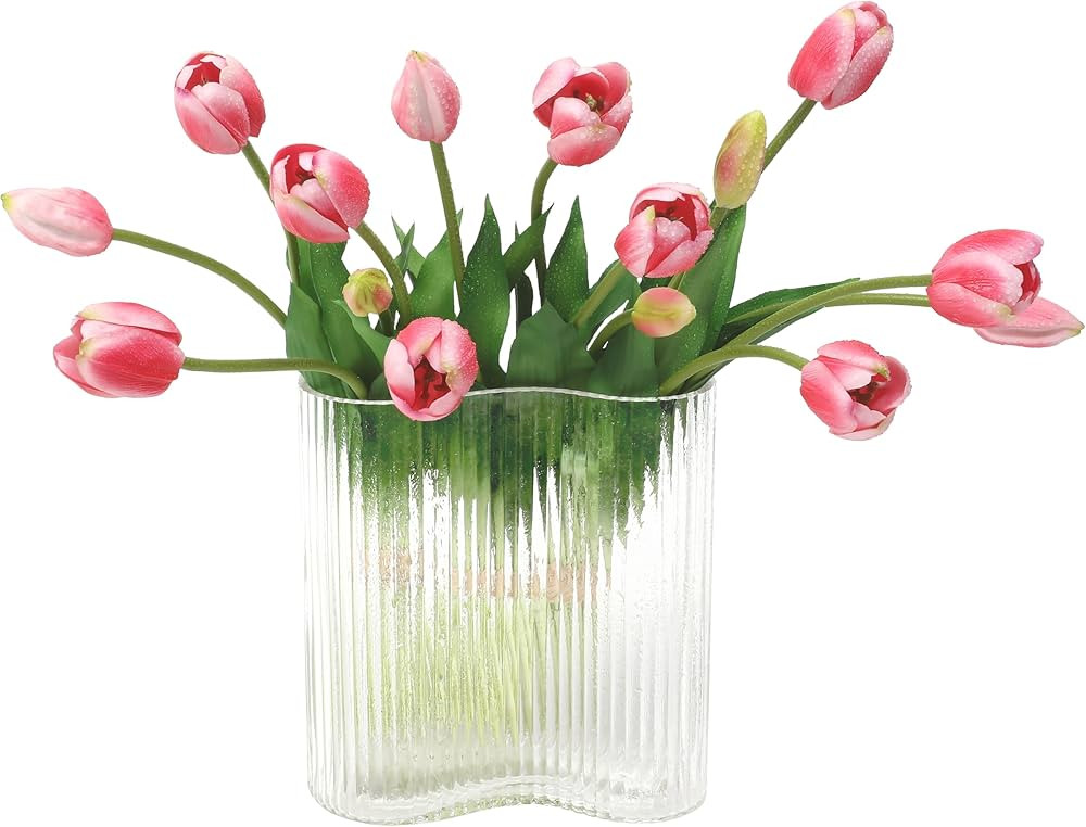 Artificial Tulips Flowers (15pcs, Rose Red), Real Touch Latex Bouquet for Home, Wedding, Table Ce... | Amazon (US)