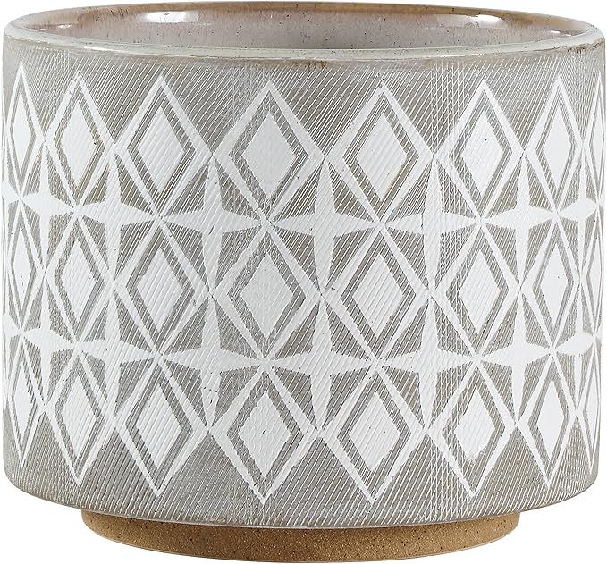 Amazon Brand – Rivet Geometric Ceramic Planter, 6.5"H, White and Grey | Amazon (US)