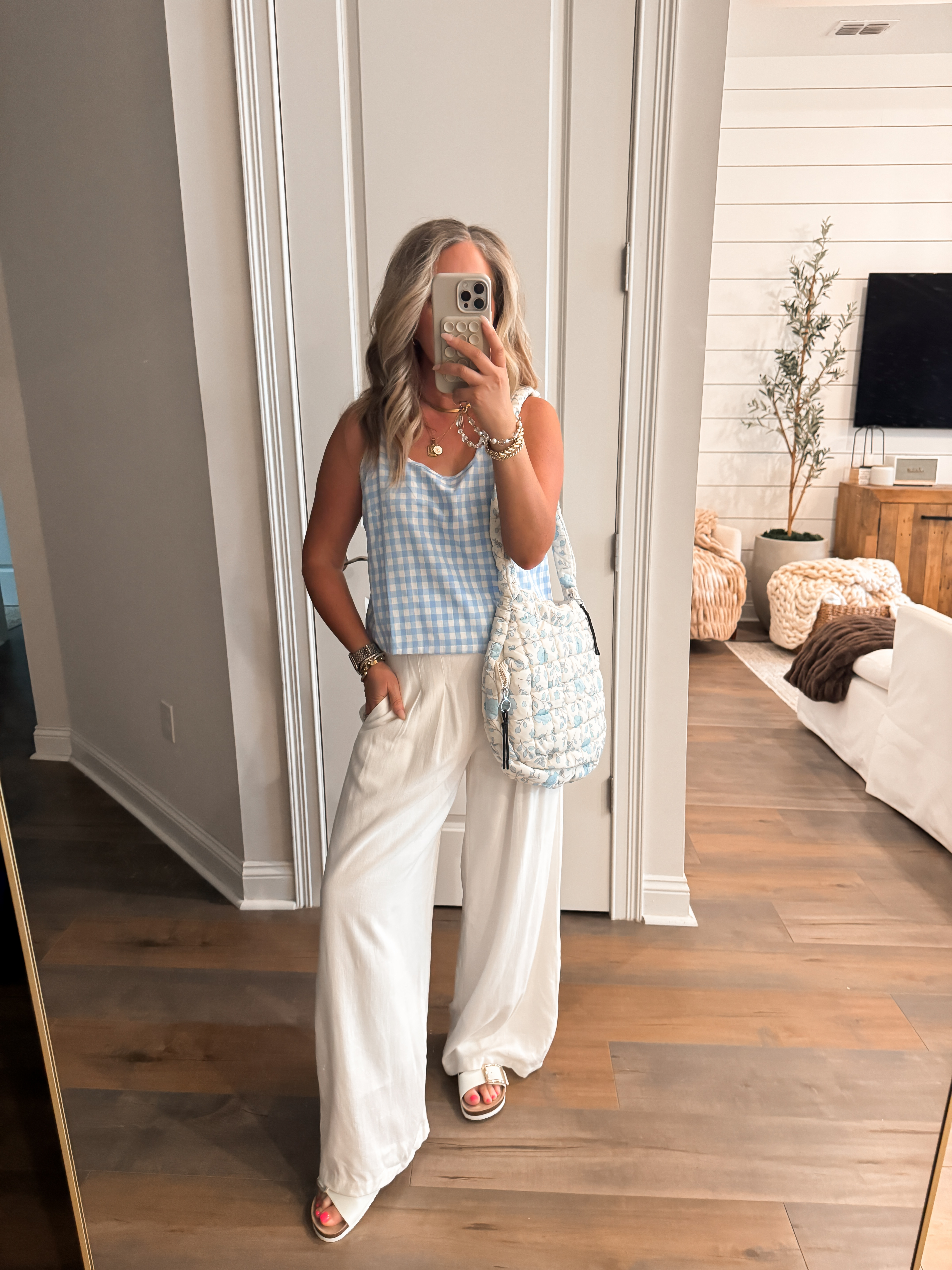 Feeling so summer-ready with this chic outfit! Linen pants and a crop tank top are perfect for any warm day. Wearing a S in both! 

Amazon fashion, gingham top, white linen pants, throw on and go style, spring outfit, summer outfit, casual style, affordable fashion, effortless outfit, mom style, breezy look, everyday outfit, relaxed chic, warm weather style 

 #LTKootd #LTKmomlife #LTKPetite