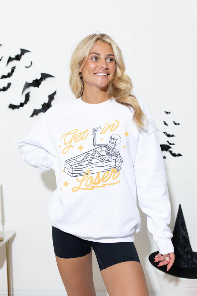 Get In Loser Off White Oversized Graphic Sweatshirt | Pink Lily