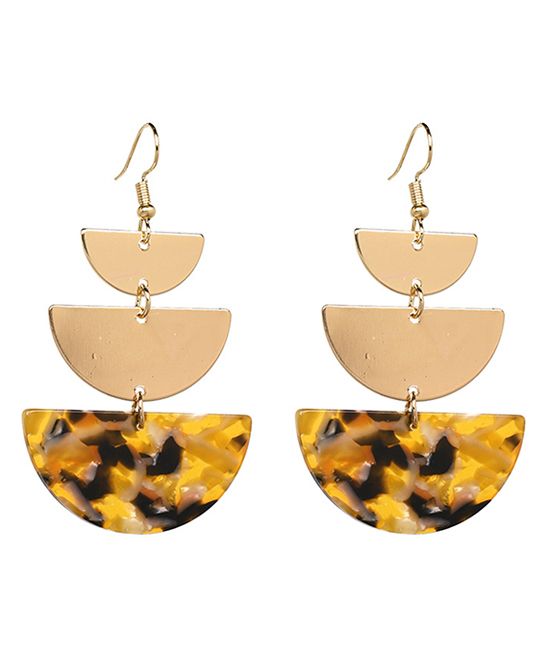 Brown & Goldtone Half-Circle Triple Drop Earrings | zulily