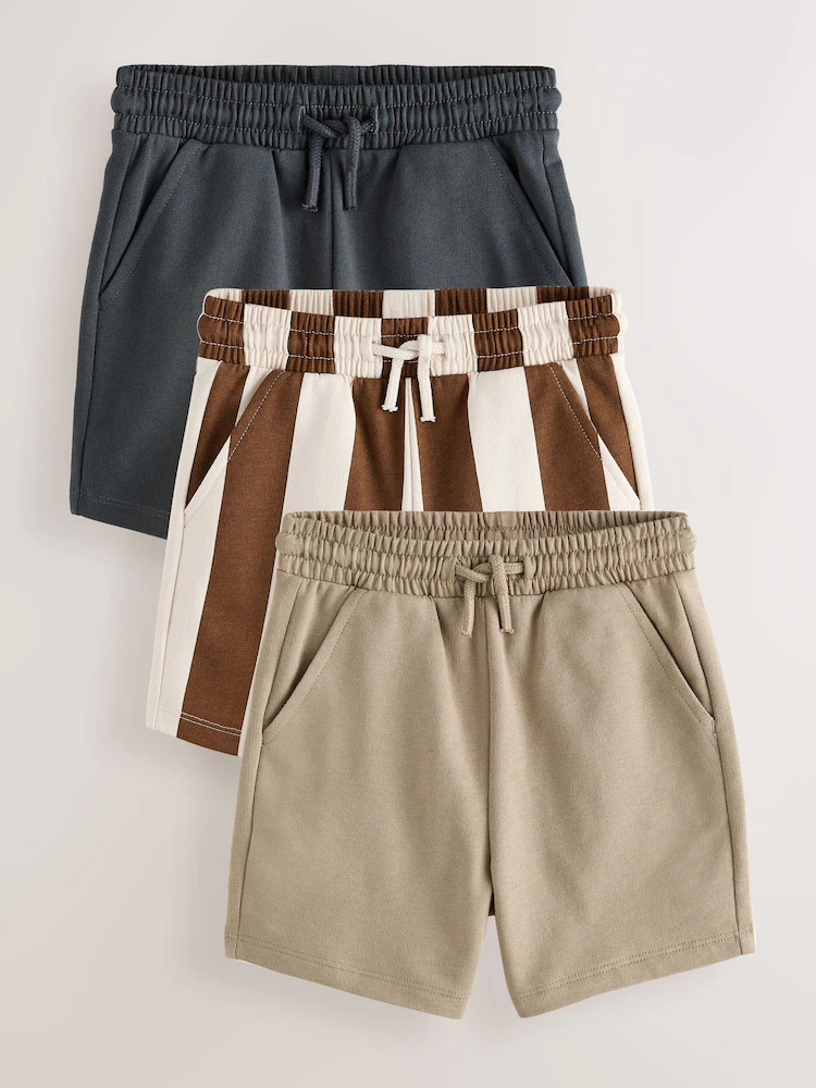 Brown/Cream Jersey Shorts 3 Pack (3mths-7yrs) | Next US