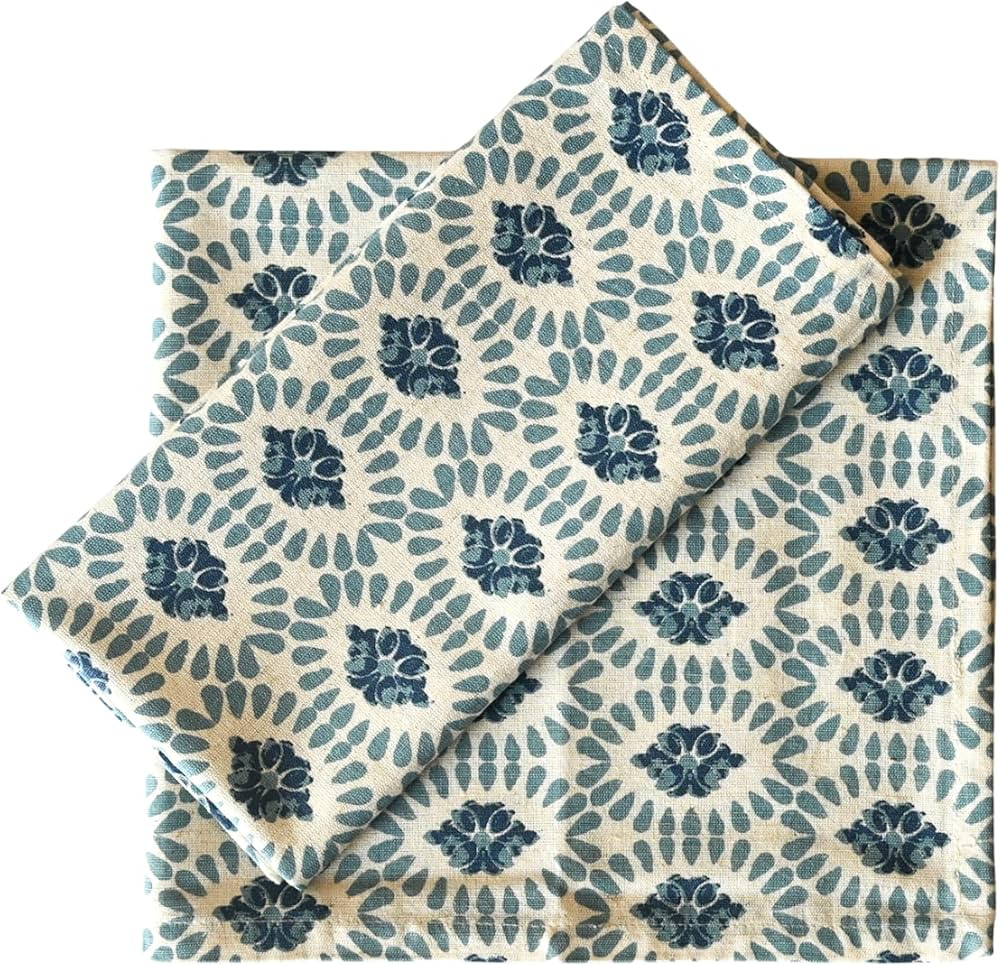 Fingercraft Cloth Napkin Cotton Linen Blend Printed Table Napkins Soft and Absorbent Fabric, 12 P... | Amazon (US)