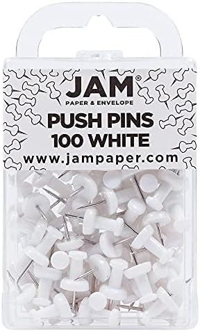 JAM PAPER Colorful Push Pins - White PushPins - 100/Pack | Amazon (US)