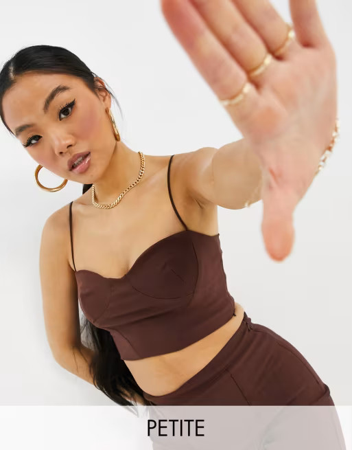 Vesper Petite – Kurz geschnittenes Korsett-Oberteil in Braun, Kombiteil | ASOS (Global)