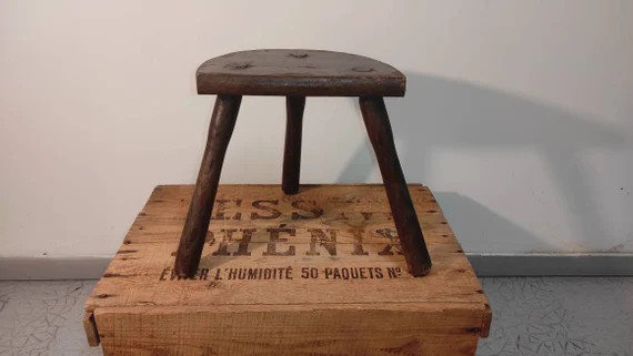 French 50's country wooden stool milkman brutalist vintage France farm countryside wood | Etsy (US)