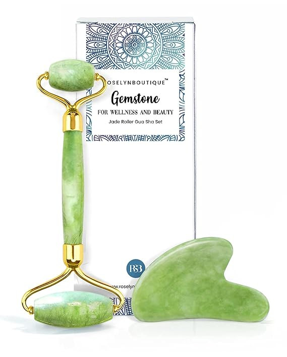 ROSELYNBOUTIQUE Jade Roller Gua Sha Facial Tools Set - Beauty Skin Care Face Roller Massager Musc... | Amazon (US)