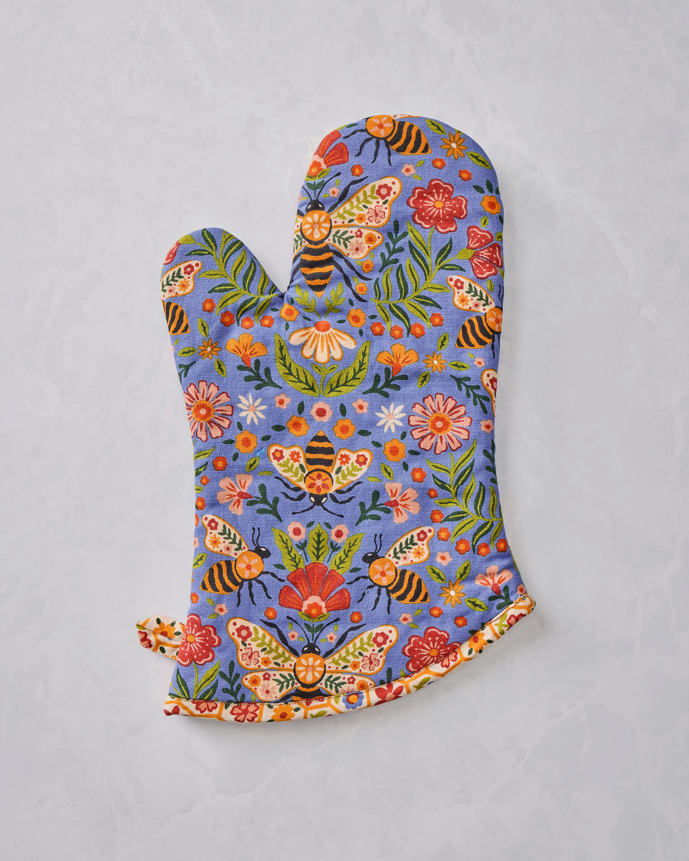 Bee Tapestry - Oven Mitt - Delphinium Blue | Printfresh