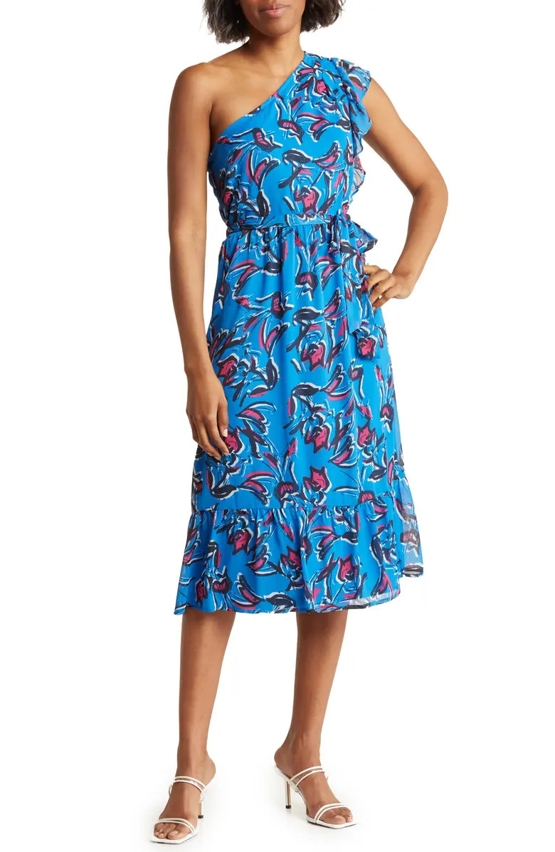 One Shoulder Tie Midi Dress | Nordstrom Rack