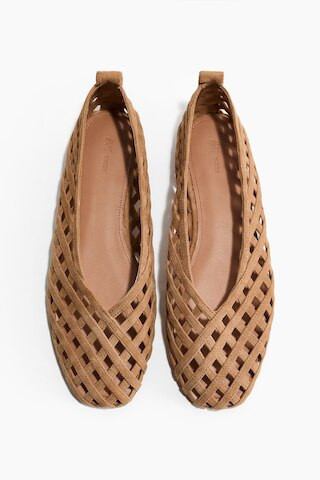H & M - Braided-look leather ballet flats - Yellow | H&M (UK, MY, IN, SG, PH, TW, HK)
