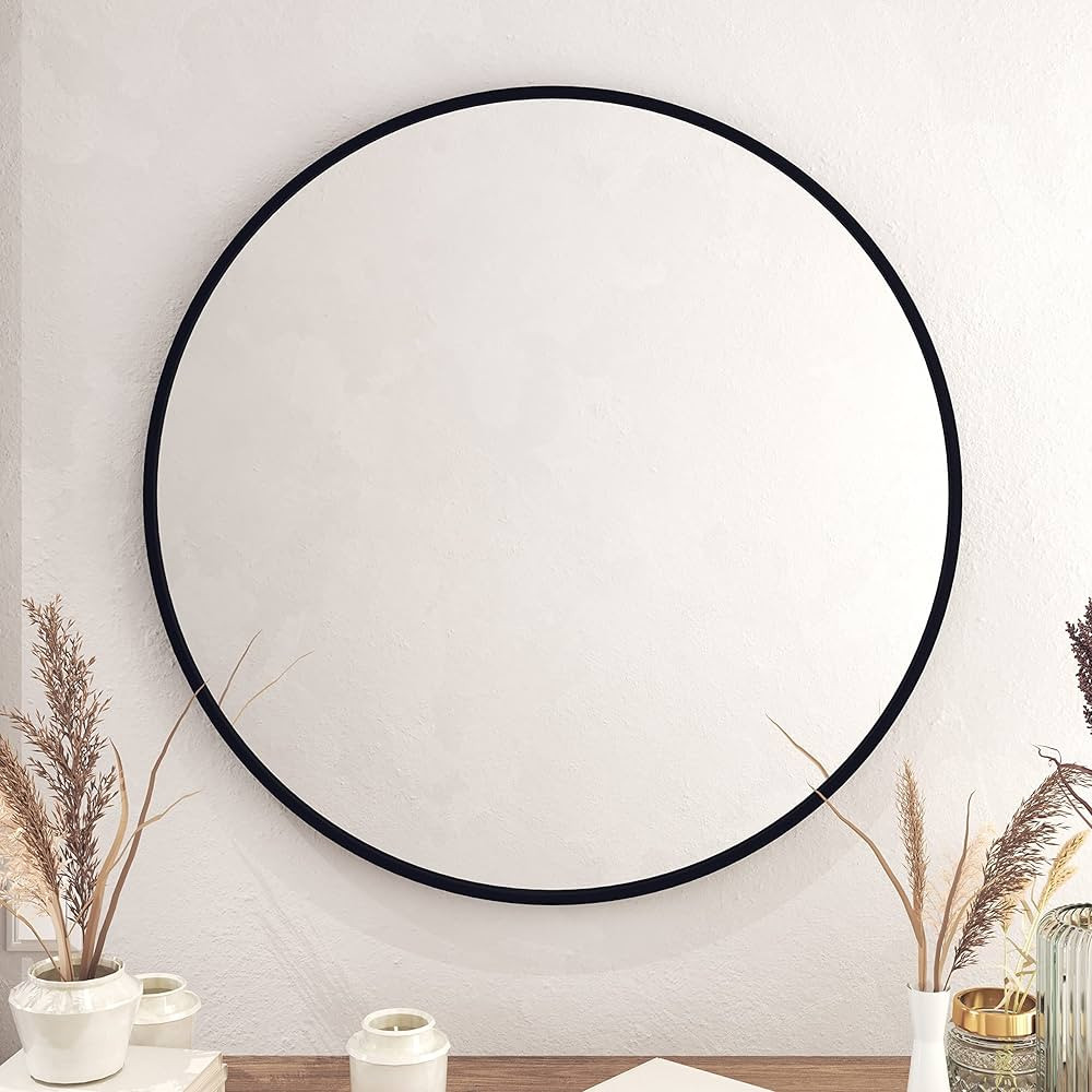 Black Circle Wall Mirror 36 Inch Round Wall Mirror for Entryways, Washrooms, Living Rooms and Mor... | Amazon (US)