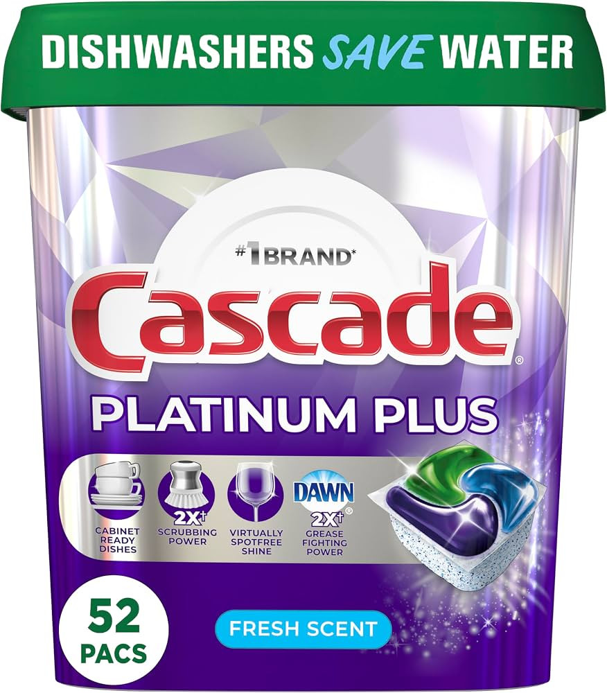 Cascade Platinum Plus Dishwasher Pod, Dish Detergent ActionPacs Dish Pods, Fresh, 52 Count | Amazon (US)