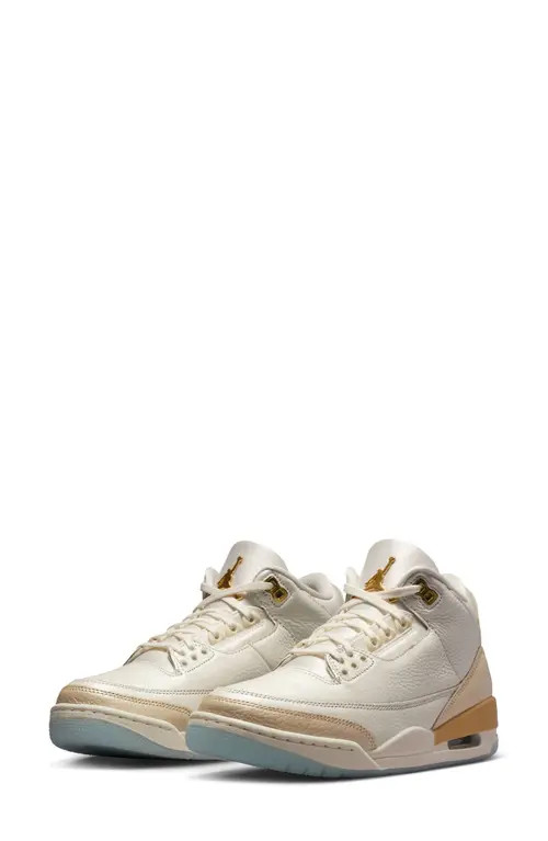 Air Jordan 3 Retro Basketball Sneaker in Sail/Team Gold/Ivory/Gold at Nordstrom, Size 8.5 | Nordstrom