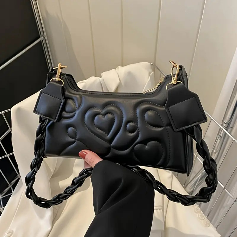 Heart Embroidery Shoulder Bag Fashion Pleated Underarm Purse - Temu | Temu Affiliate Program