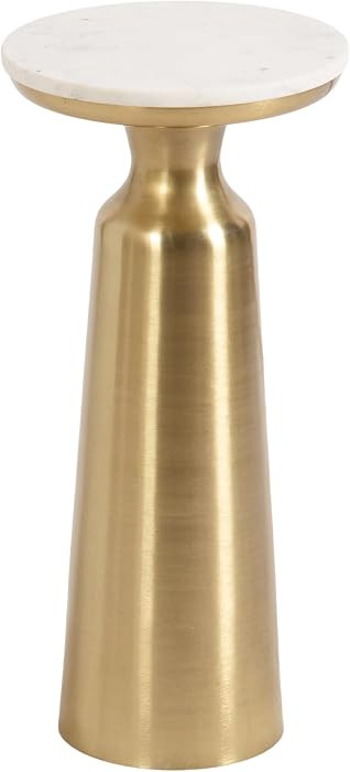 Kate and Laurel Cardina Glam Marble Round Drink Table, 10 x 10 x 22, White Marble and Gold, Moder... | Amazon (US)