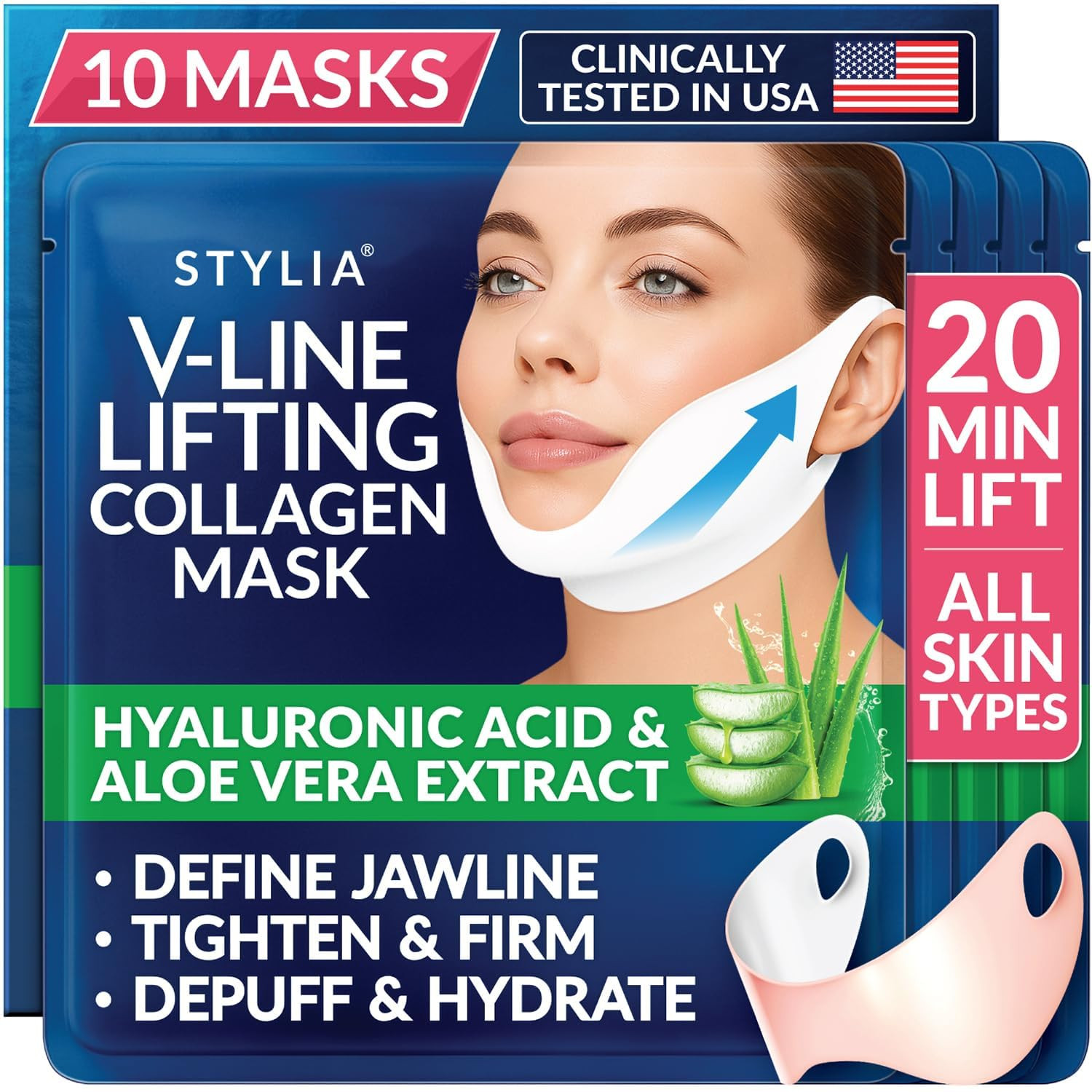 Stylia V Line Lifting Collagen Mask - Lift, Firm & Contour Jawline - Tightening Double Chin Strap... | Amazon (US)