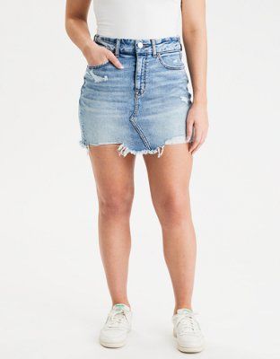 AE Curvy High-Waisted Denim Mini Skirt | American Eagle Outfitters (US & CA)
