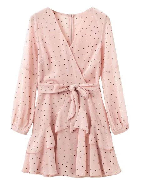 'Holly' Polka Dot Sheer Ruffled Wrap Mini Dress (2 Colors) | Goodnight Macaroon