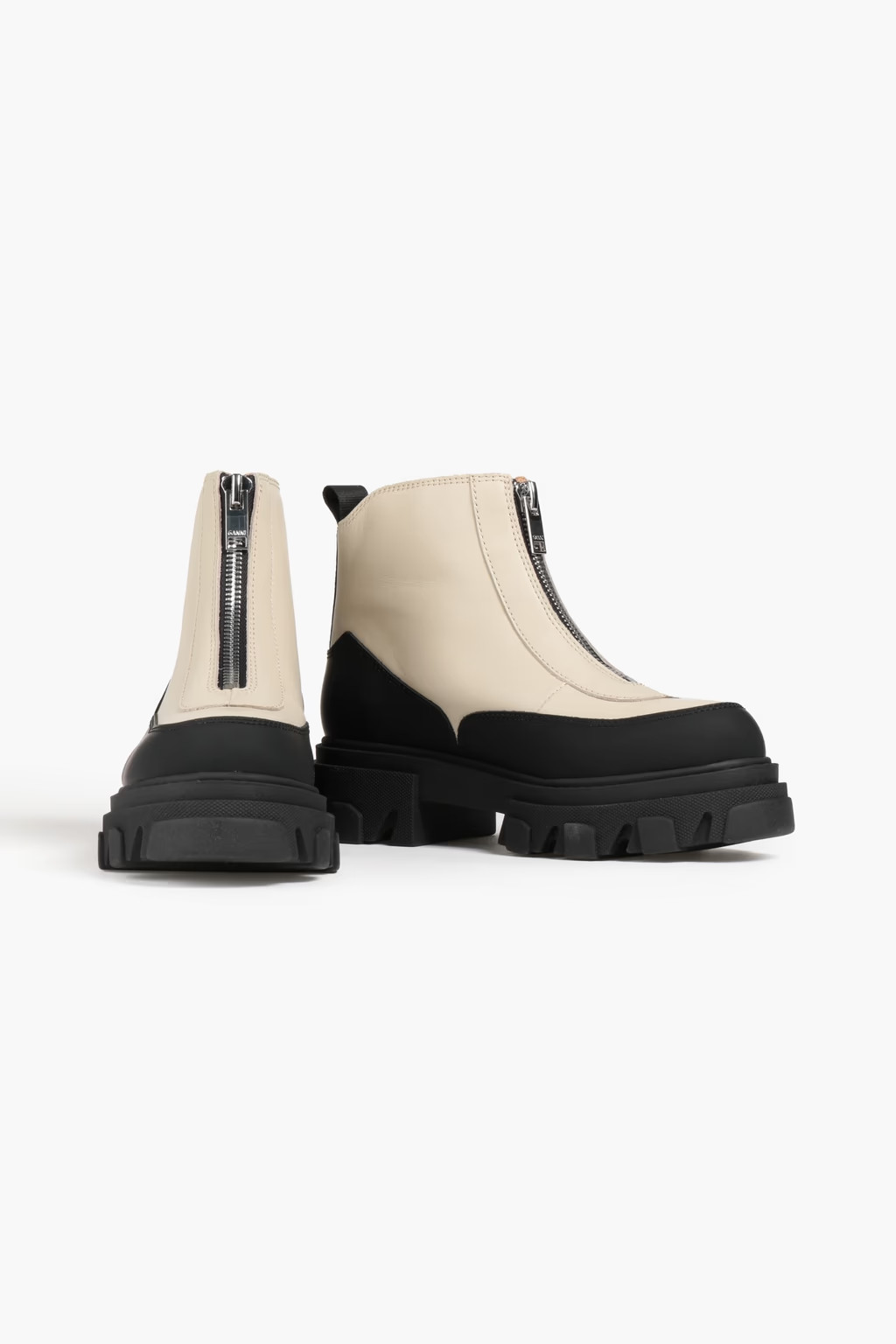 Zip-detailed two-tone leather ankle boots | The Outnet (US and CA)