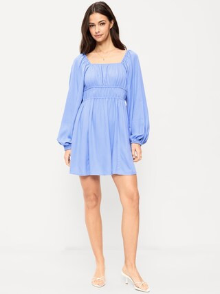 Long-Sleeve Square-Neck Mini Dress | Old Navy (US)