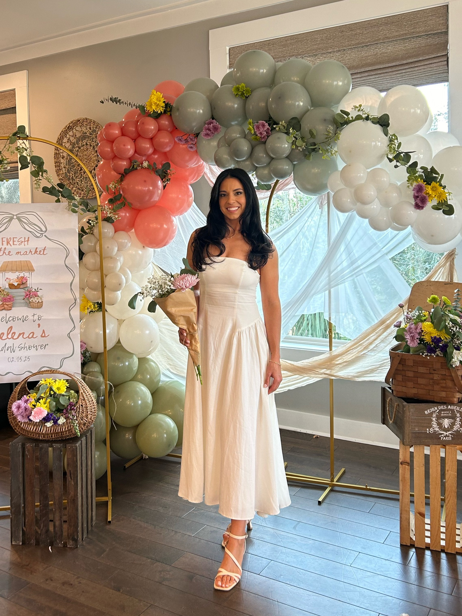 Current meshki dress not shown online anymore :( but have linked similar styles! They have the best white dresses for all bridal events! True to size for me gotten M 5’5 140lbs