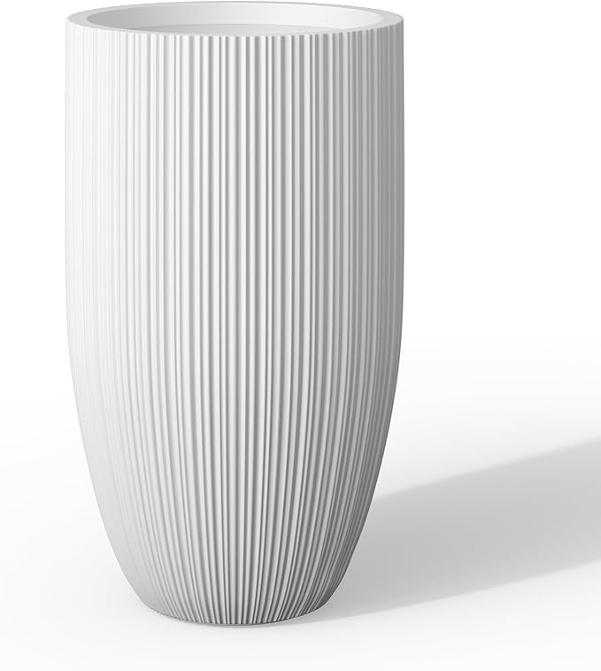 Kante 24 Inch Tall Round Concrete Planter, Large Indoor Outdoor Plant Pots with Drainage Hole and... | Amazon (US)