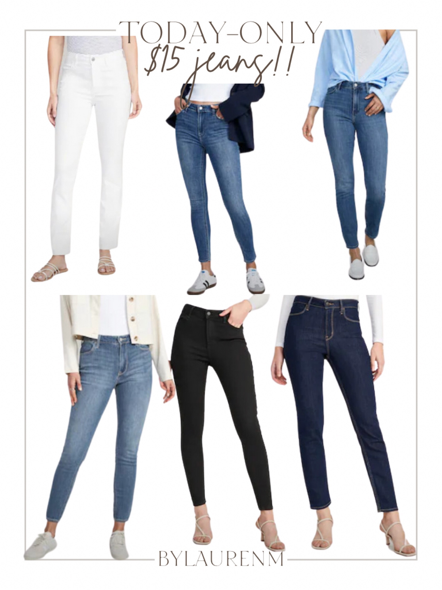 $15 jeans today only! Straight leg jeans, skinny jeans, white jeans, spring denim, white denim.

#LTKsalealert #LTKunder50