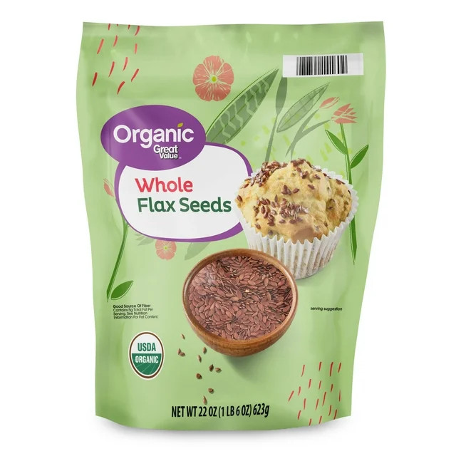 Great Value Organic Whole Flax Seed, 22 oz | Walmart (US)