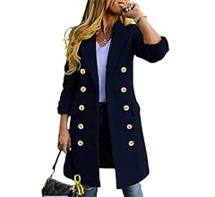 IDEALSANXUN Womens Fall Winter Wool Coats Double Breasted Midi Peacoat Trench Coats | Amazon (US)
